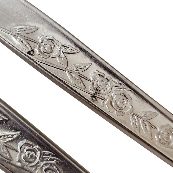 Elden Vintage Flower Cocktail Fork Stainless 5.5" Rose Midcentury Colonial EDL5 - Picture 3 of 8